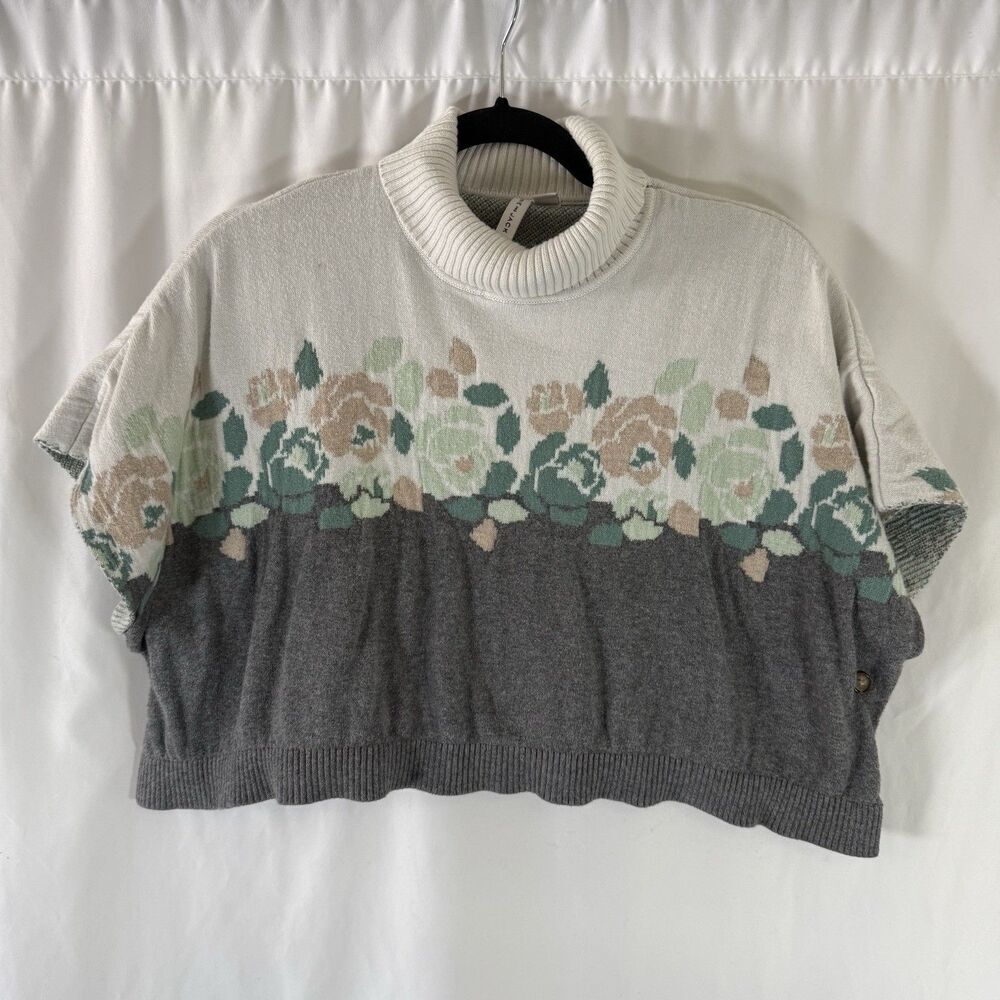 Janie and Jack Sweater Girls 6 White Green Floral Turtleneck Pullover Cover